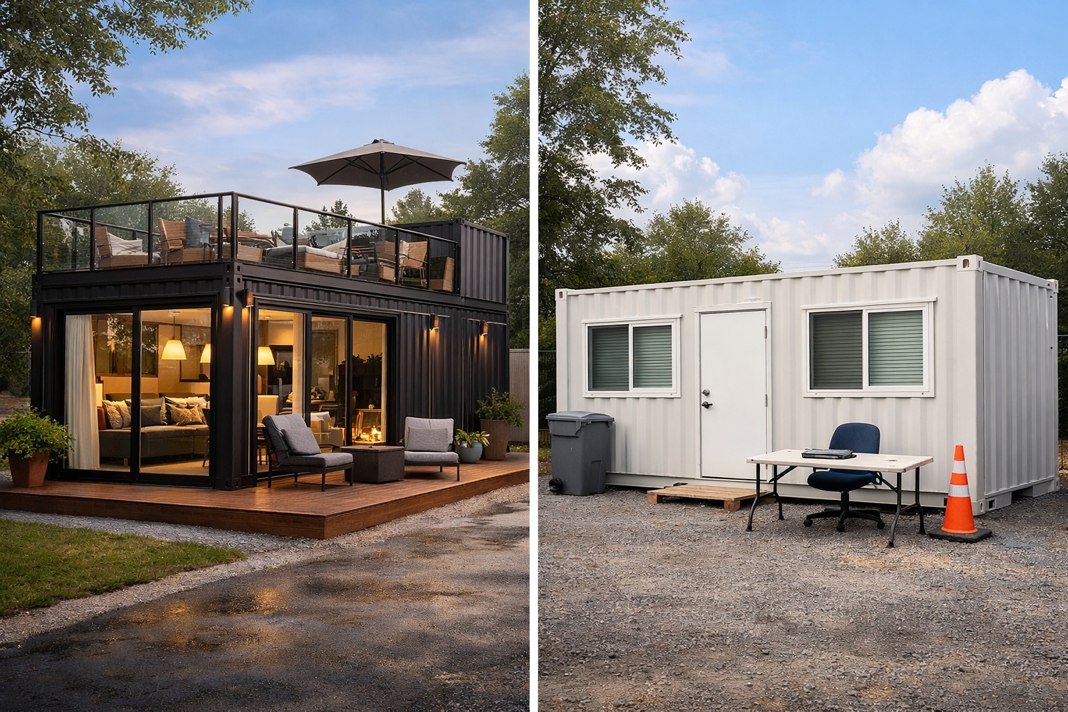 Things to know before building a container home A collage of different container home projects